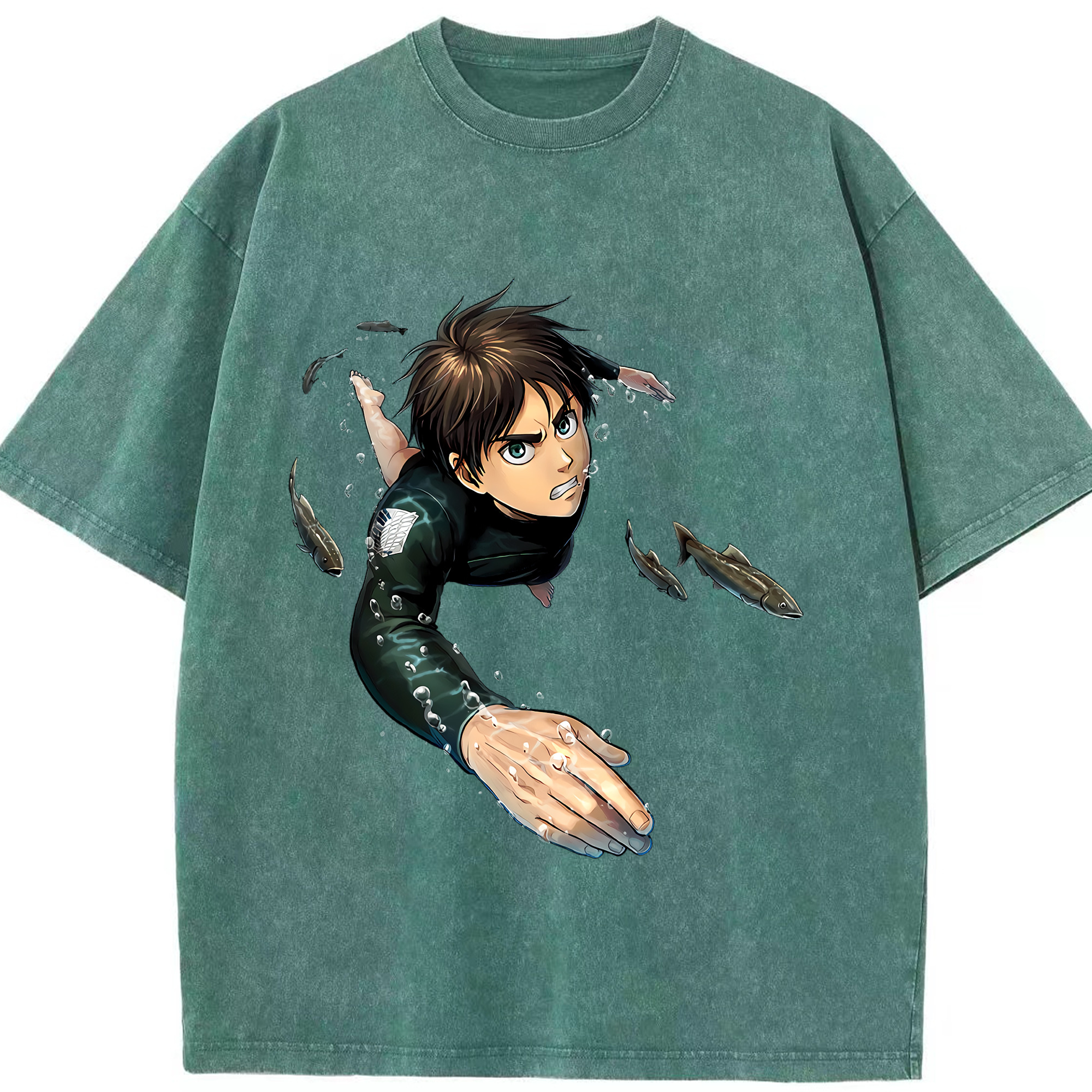 （画像用） 進撃の巨人 エレン･イェーガー Attack on Titan Eren Jäger 綿100% ヴィンテージ風 半袖Tシャツ（フロントプリント）